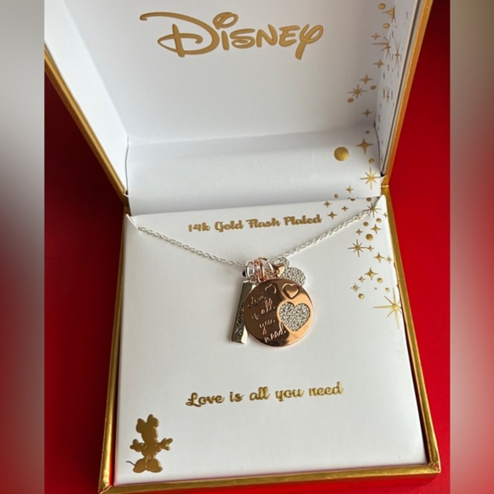 Disney Gold and Silver Heart Pendant Necklace